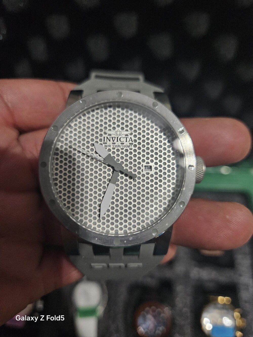 Invicta Silver and White Men's Watch with Mesh Dial